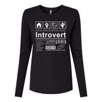 Introvert Label Funny Gift Womens Cotton Relaxed Long Sleeve T-Shirt