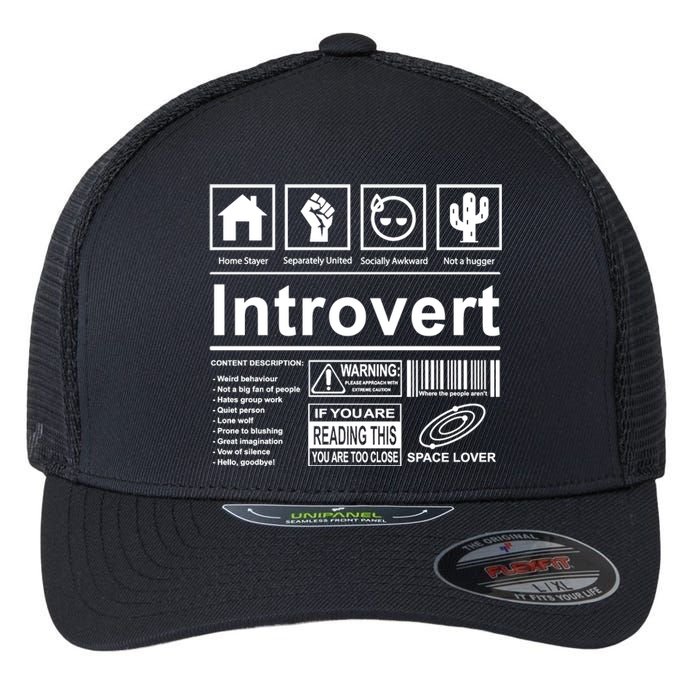 Introvert Label Funny Gift Flexfit Unipanel Trucker Cap