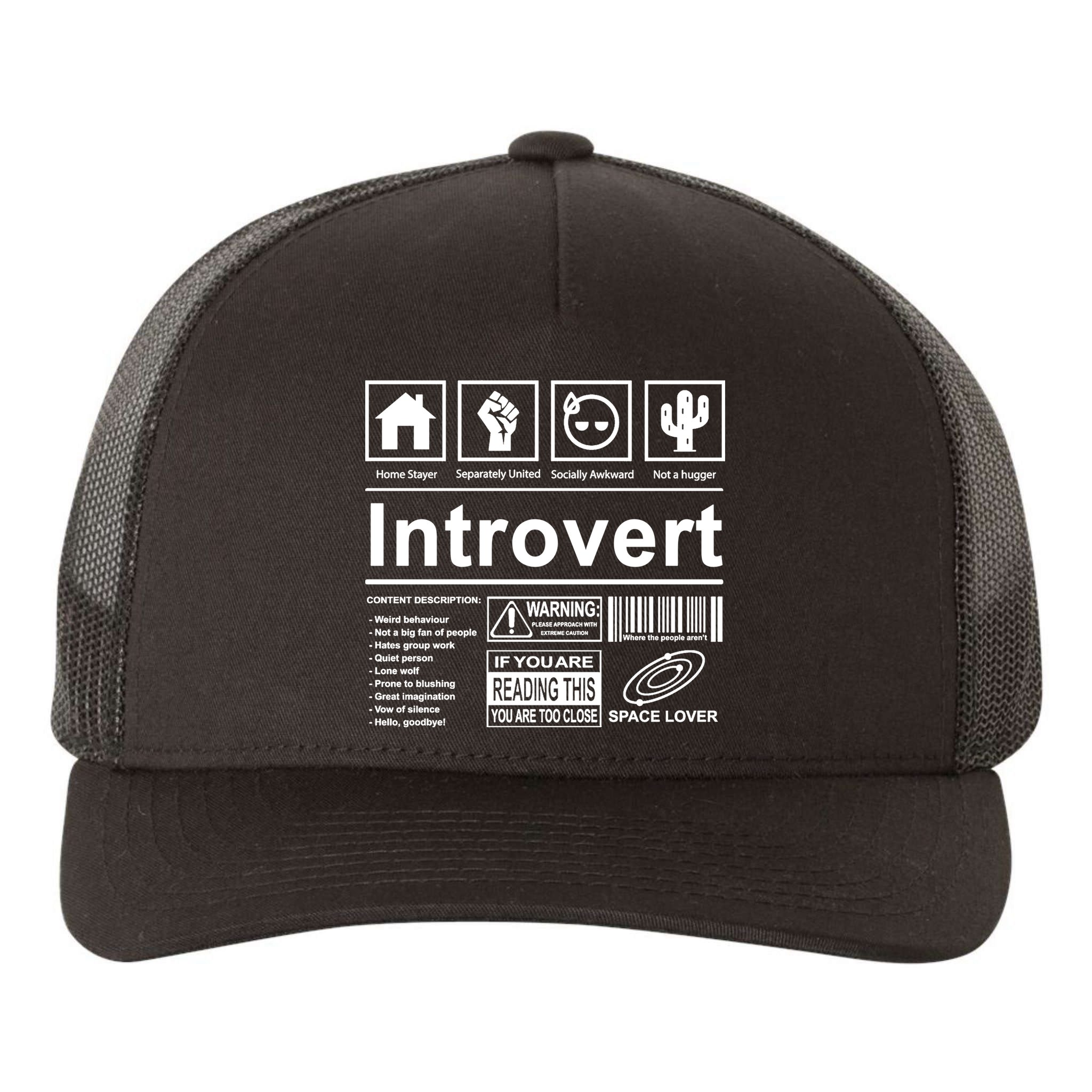 Introvert Label Funny Gift Yupoong Adult 5-Panel Trucker Hat