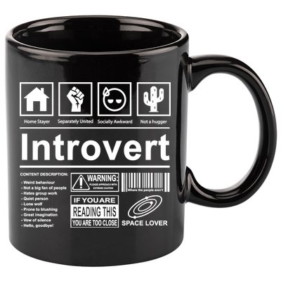 Introvert Label Funny Gift 11oz C Handle Ceramic Mug