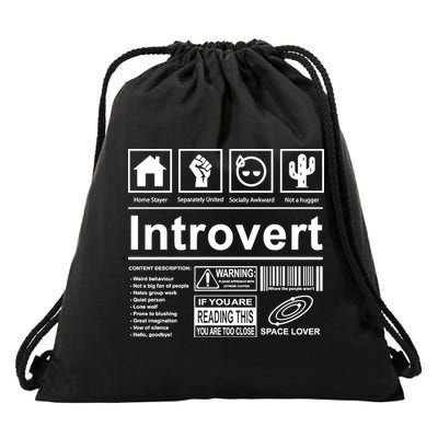 Introvert Label Funny Gift Drawstring Bag