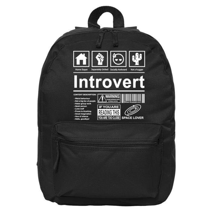 Introvert Label Funny Gift 16 in Basic Backpack