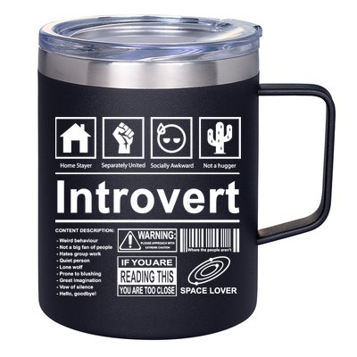 Introvert Label Funny Gift 12oz Stainless Steel Coffee Mug