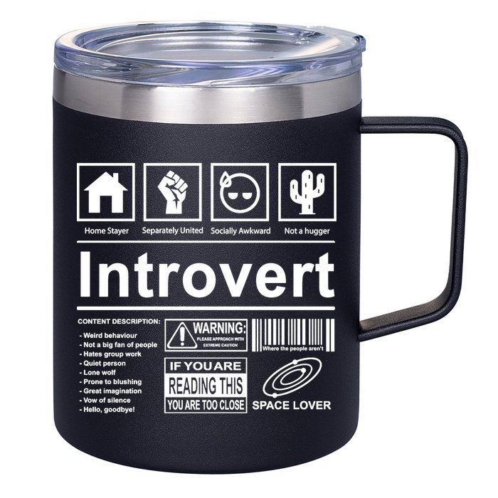 Introvert Label Funny Gift 12oz Stainless Steel Coffee Mug