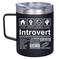 Introvert Label Funny Gift 12oz Stainless Steel Coffee Mug