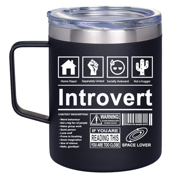 Introvert Label Funny Gift 12oz Stainless Steel Coffee Mug