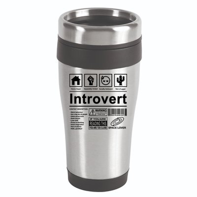 Introvert Label Funny Gift 16oz Travel Tumbler