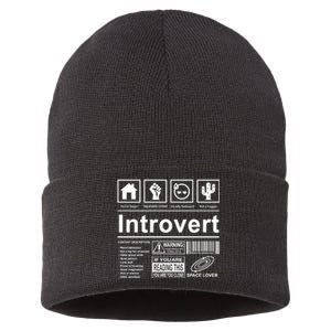 Introvert Label Funny Gift Sustainable Knit Beanie