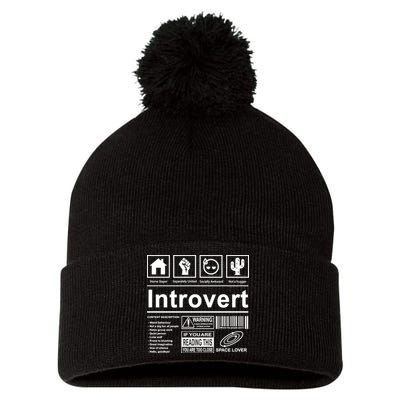 Introvert Label Funny Gift Pom Pom 12in Knit Beanie