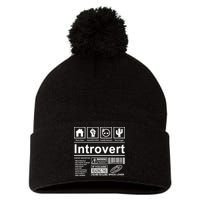Introvert Label Funny Gift Pom Pom 12in Knit Beanie