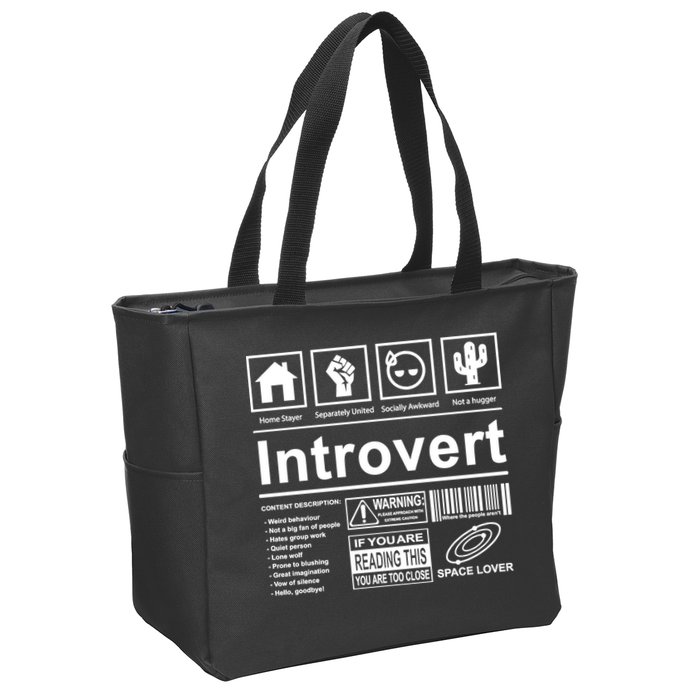 Introvert Label Funny Gift Zip Tote Bag