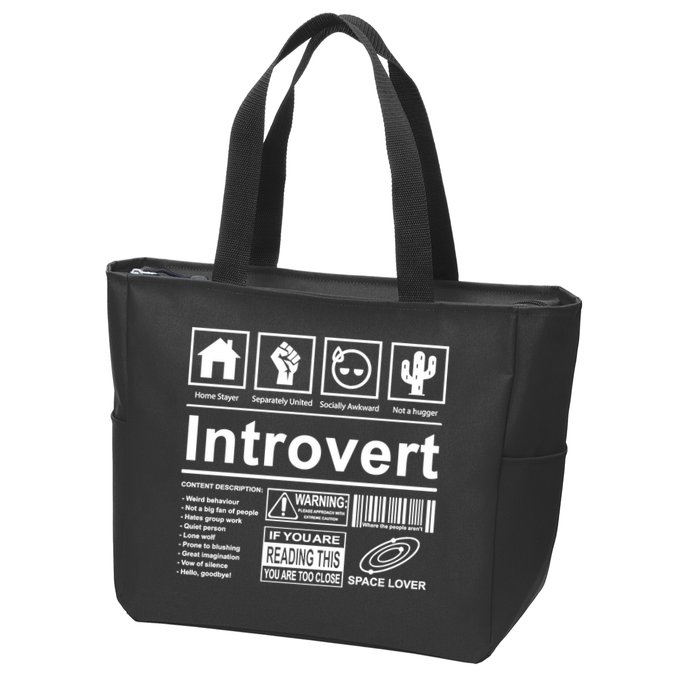 Introvert Label Funny Gift Zip Tote Bag