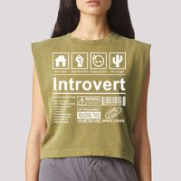 Introvert Label Funny Gift Garment-Dyed Women's Muscle Tee