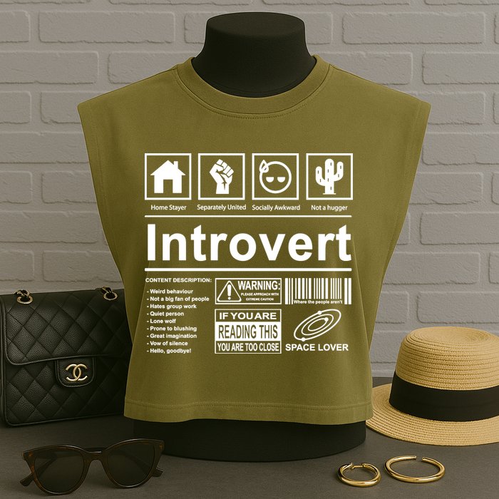 Introvert Label Funny Gift Garment-Dyed Women's Muscle Tee