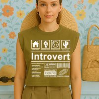 Introvert Label Funny Gift Garment-Dyed Women's Muscle Tee