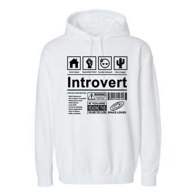 Introvert Label Funny Gift Garment-Dyed Fleece Hoodie