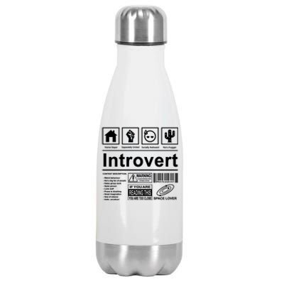 Introvert Label Funny Gift Stainless Steel Insulated Water Bottle