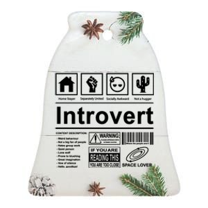 Introvert Label Funny Gift Ceramic Bell Ornament