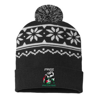 I Love Free Palestine Flag Save Gaza Strip Palestinian USA-Made Snowflake Beanie