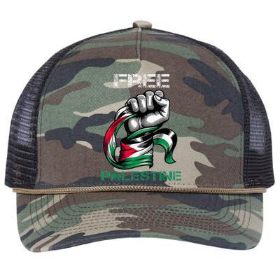 I Love Free Palestine Flag Save Gaza Strip Palestinian Retro Rope Trucker Hat Cap