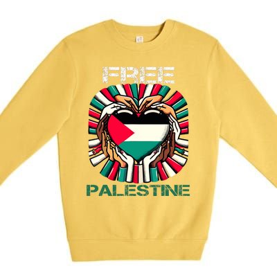 I Love Free Palestine Flag Save Gaza Strip Palestinian Premium Crewneck Sweatshirt