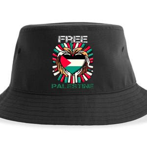 I Love Free Palestine Flag Save Gaza Strip Palestinian Sustainable Bucket Hat