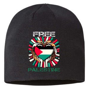 I Love Free Palestine Flag Save Gaza Strip Palestinian Sustainable Beanie