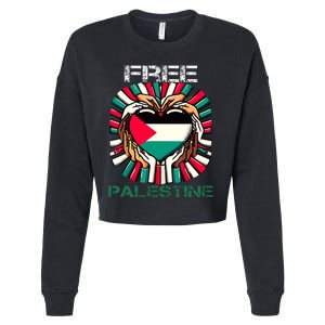 I Love Free Palestine Flag Save Gaza Strip Palestinian Cropped Pullover Crew