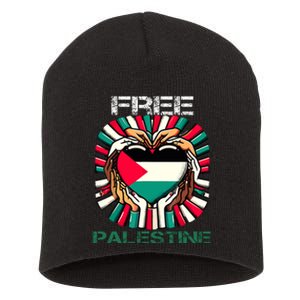 I Love Free Palestine Flag Save Gaza Strip Palestinian Short Acrylic Beanie