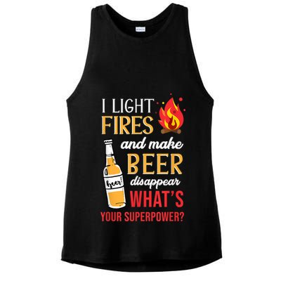 I Light Fires And Make Beer Disappear Funny Camping Ladies PosiCharge Tri-Blend Wicking Tank