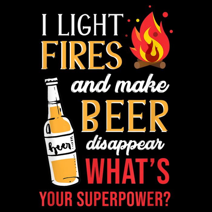 I Light Fires And Make Beer Disappear Funny Camping Flexfit Unipanel Trucker Cap