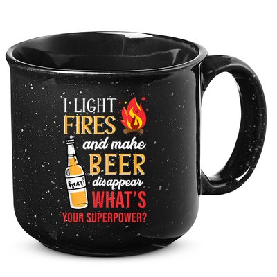 I Light Fires And Make Beer Disappear Funny Camping 15oz Campfire Ceramic Mug