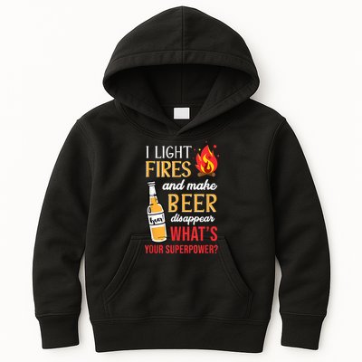 I Light Fires And Make Beer Disappear Funny Camping Kids Hoodie