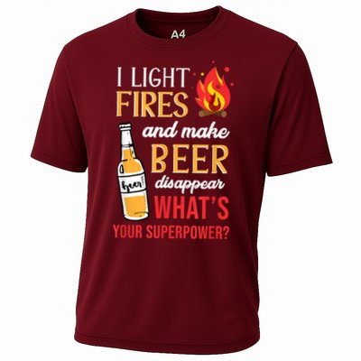 I Light Fires And Make Beer Disappear Funny Camping Performance Shirt