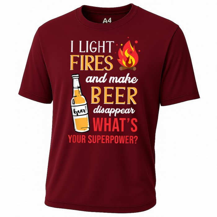 I Light Fires And Make Beer Disappear Funny Camping Performance Shirt