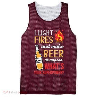 I Light Fires And Make Beer Disappear Funny Camping Mesh Reversible Basketball Jersey Tank