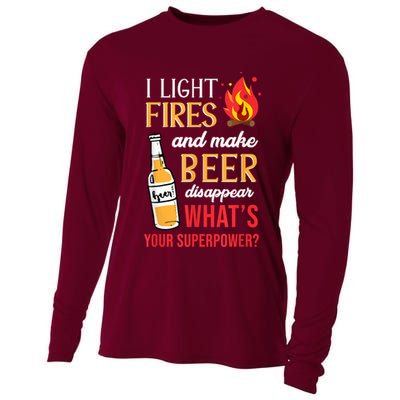 I Light Fires And Make Beer Disappear Funny Camping Cooling Performance Long Sleeve Crew