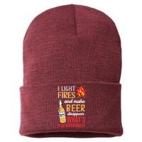 I Light Fires And Make Beer Disappear Funny Camping Sustainable Knit Beanie