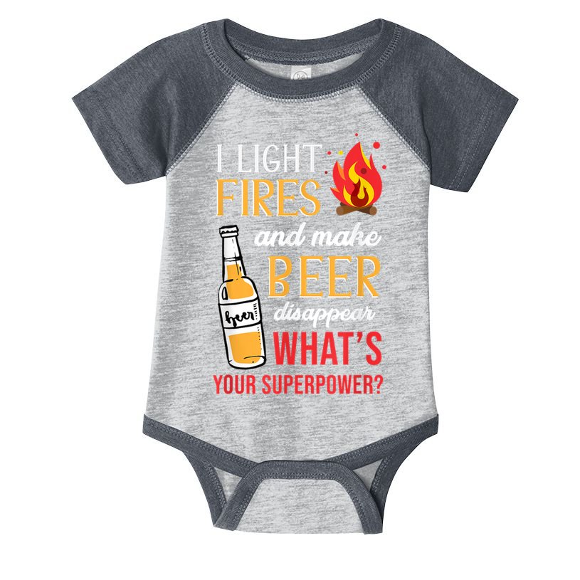I Light Fires And Make Beer Disappear Funny Camping Infant Baby Jersey Bodysuit