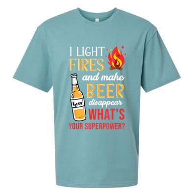 I Light Fires And Make Beer Disappear Funny Camping Sueded Cloud Jersey T-Shirt