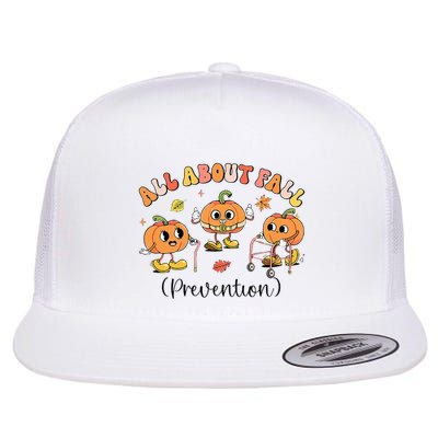 I Love Fall Prevention Fall Occupational Therapy Ot Flat Bill Trucker Hat