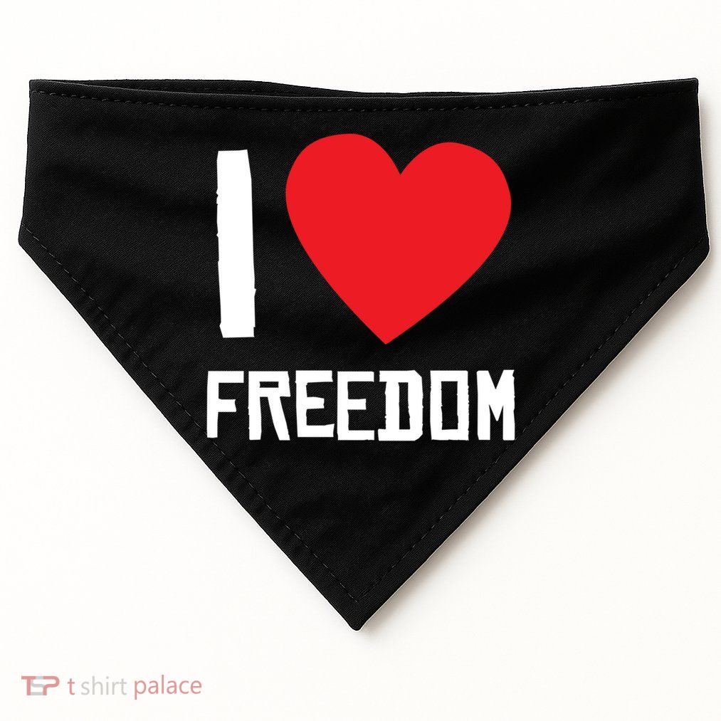I Love Freedom Gift Free Proud Gift Country Pride Quote Saying Gift USA-Made Doggie Bandana
