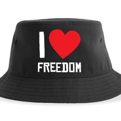 I Love Freedom Gift Free Proud Gift Country Pride Quote Saying Gift Sustainable Bucket Hat