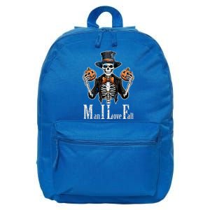 I Love Fall Funny Cute Halloween Skeleton Pumpkin Chest Great Gift 16 in Basic Backpack