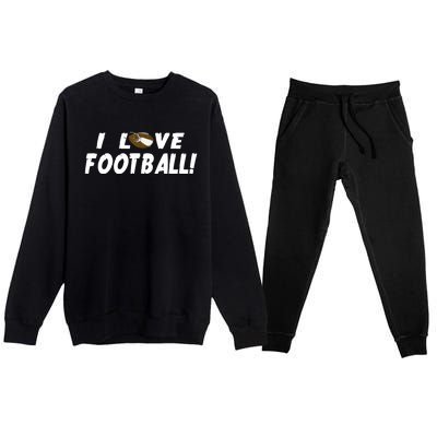 I Love Football Funny Gift Great Sport Funny Gift Premium Crewneck Sweatsuit Set