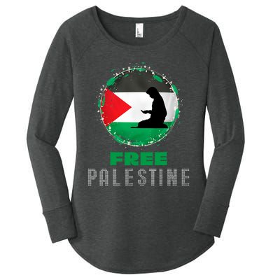 I Love Free Palestine Flag Save Gaza Strip Palestinian Gifts Women's Perfect Tri Tunic Long Sleeve Shirt