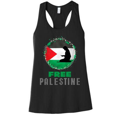 I Love Free Palestine Flag Save Gaza Strip Palestinian Gifts Women's Racerback Tank