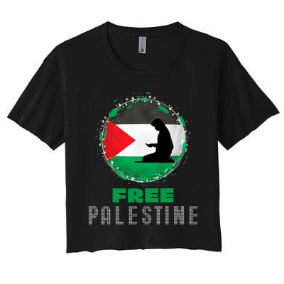 I Love Free Palestine Flag Save Gaza Strip Palestinian Gifts Women's Crop Top Tee