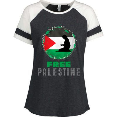 I Love Free Palestine Flag Save Gaza Strip Palestinian Gifts Enza Ladies Jersey Colorblock Tee