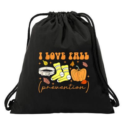 I Love Fall Prevention Funny Halloween Drawstring Bag